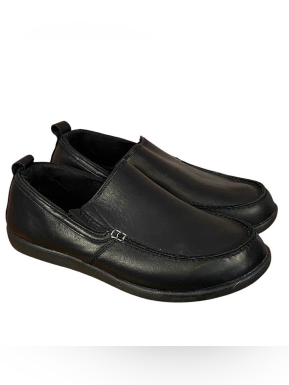 CROCS Men's Tummler Black Leather Slip-On Comfort Loafers Sz 10